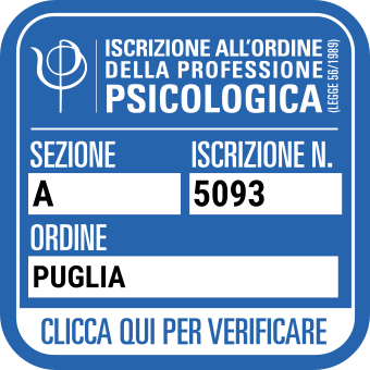 Bollino iscrizione Ordine Psicologi Puglia - Dott. ROCCO PALUMBO - Psicologo - Psicoterapeuta Bari e On line